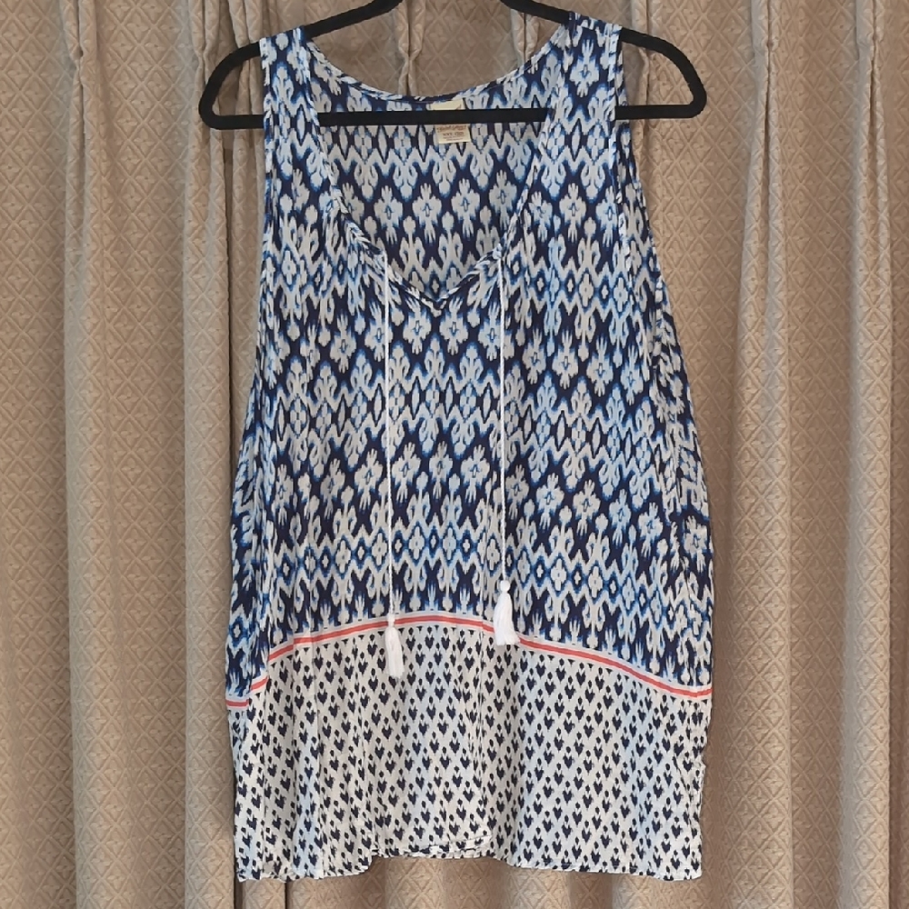 Women's Size XXL (20) Faded Glory Boho V-Neck Sleeveless Blouse With Tassels